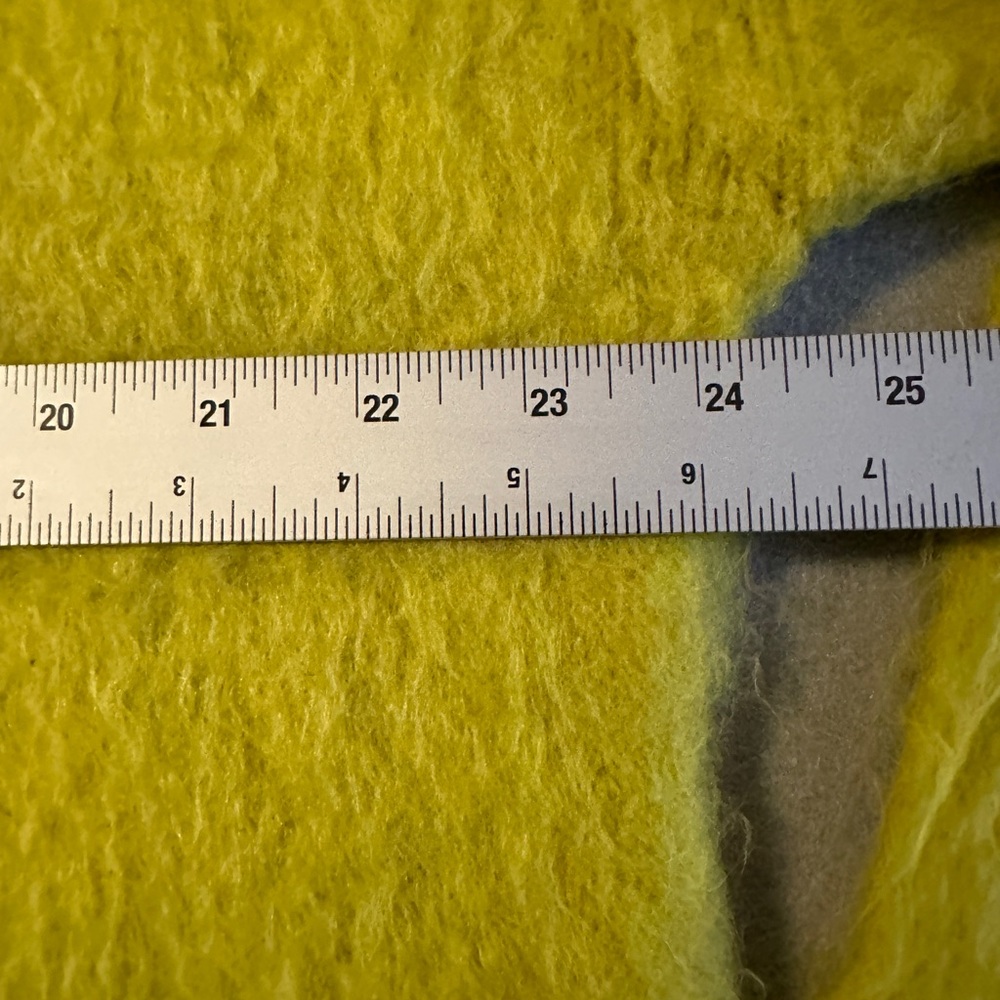 Madewell brushed v-neck sweater in yellow or chartreuse color. - Picture 7 of 8